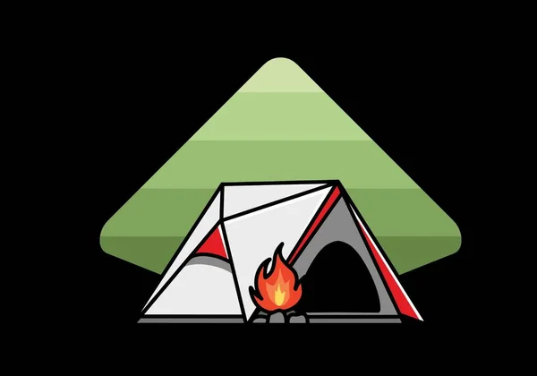 Illustration Design Triangle Camping Tent Bonfire — Vetor de Stock