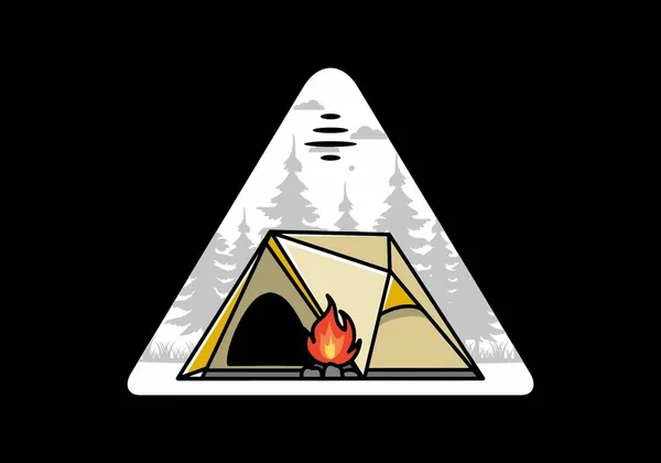 Illustration Design Triangle Camping Tent Bonfire — ストックベクタ