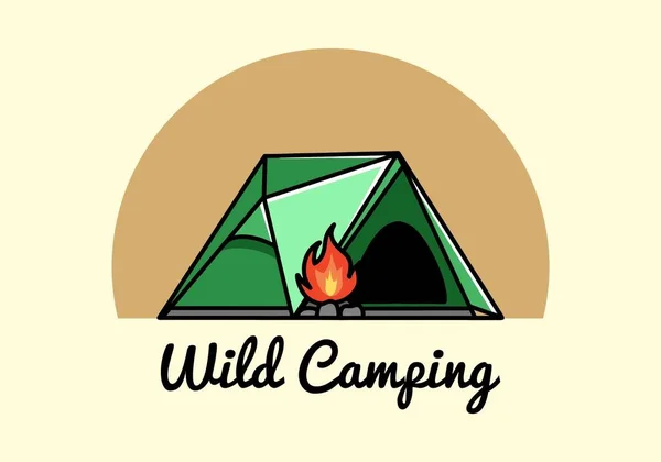 Illustration Design Triangle Camping Tent Bonfire — стоковый вектор