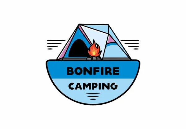 Illustration Design Triangle Camping Tent Bonfire — Stock Vector