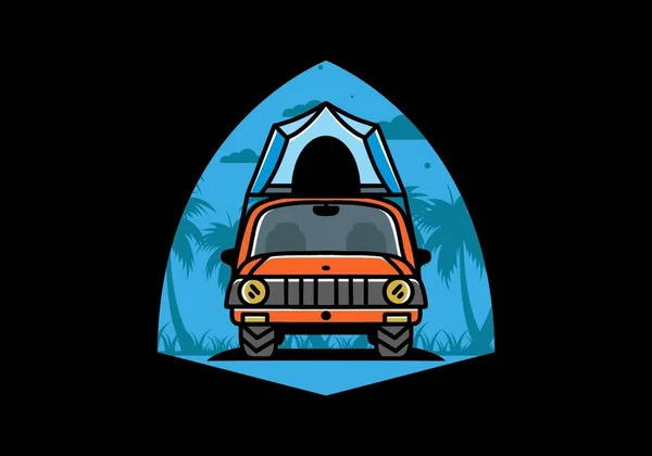 Illustration Badge Design Camping Roof Car — Stock vektor