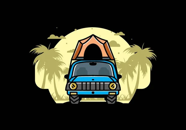 Illustration Badge Design Camping Roof Car — 图库矢量图片