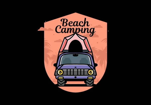 Illustration Badge Design Camping Roof Car — стоковый вектор