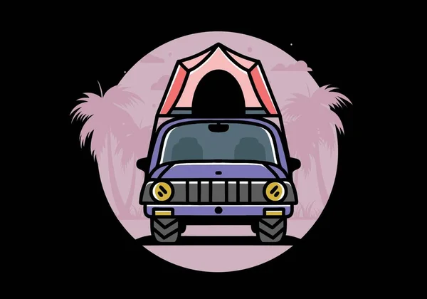 Illustration Badge Design Camping Roof Car — Stok Vektör