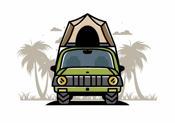 Illustration Badge Design Camping Roof Car — Vettoriale Stock