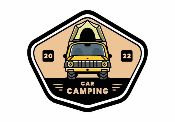 Illustration Badge Design Camping Roof Car — Stockvektor