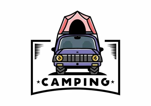 Illustration Badge Design Camping Roof Car — Vetor de Stock