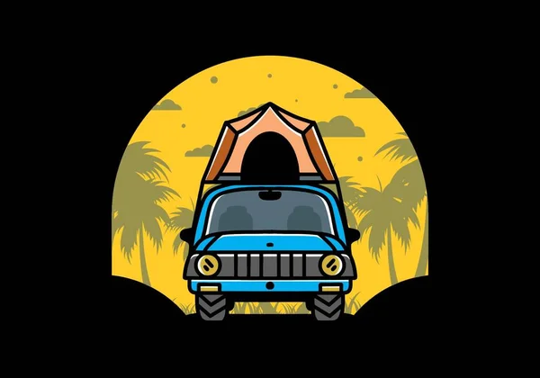 Illustration Badge Design Camping Roof Car — Stockvector