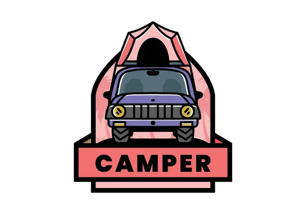 Illustration Badge Design Camping Roof Car — ストックベクタ