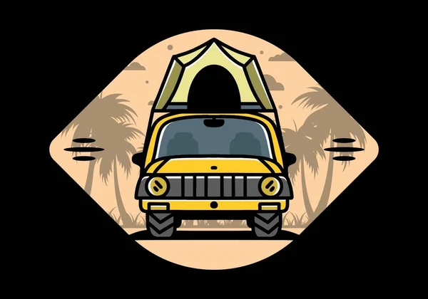 Illustration Badge Design Camping Roof Car — ストックベクタ