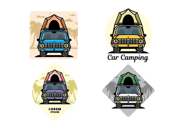 Illustration Badge Design Camping Roof Car — Stock Vector