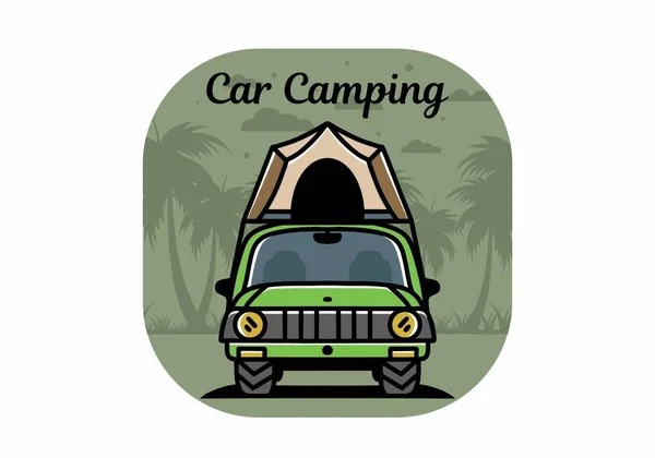 Illustration Badge Design Camping Roof Car — Image vectorielle