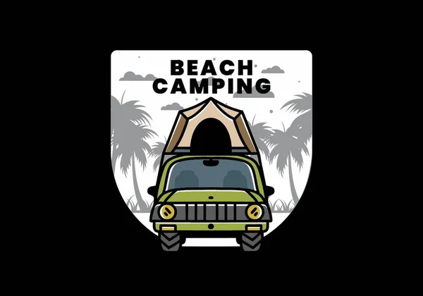 Illustration Badge Design Camping Roof Car — Stockvektor