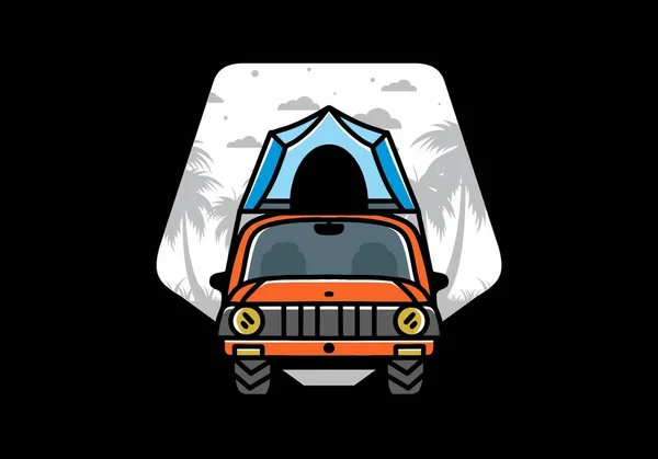 Illustration Badge Design Camping Roof Car — Archivo Imágenes Vectoriales