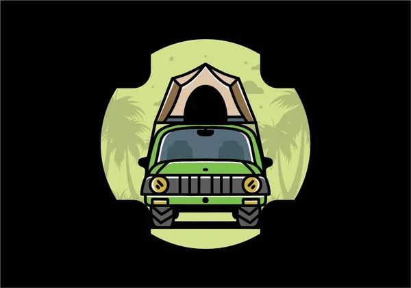 Illustration Badge Design Camping Roof Car — Stockvektor