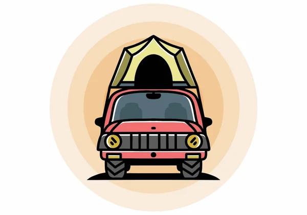 Illustration Badge Design Camping Roof Car —  Vetores de Stock