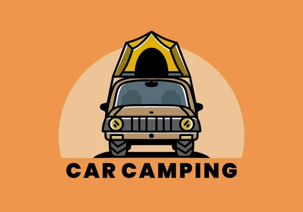 Illustration Badge Design Camping Roof Car — Vector de stock