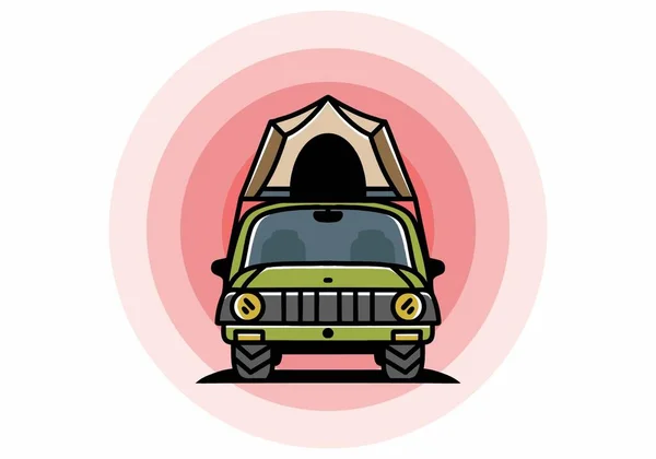 Illustration Badge Design Camping Roof Car — Stockový vektor