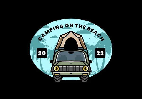 Illustration Badge Design Camping Roof Car — Image vectorielle