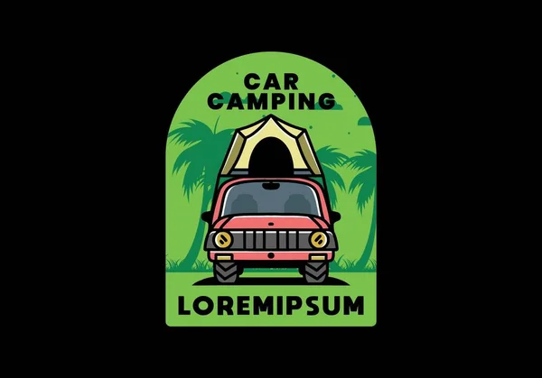 Illustration Badge Design Camping Roof Car — Stockvektor