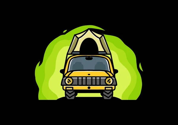 Illustration Badge Design Camping Roof Car — Archivo Imágenes Vectoriales