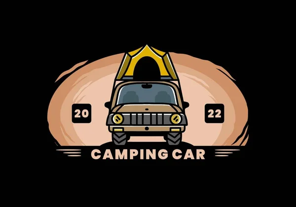 Illustration Badge Design Camping Roof Car — Vector de stock