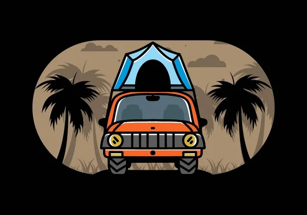 Illustration Badge Design Camping Roof Car — Archivo Imágenes Vectoriales