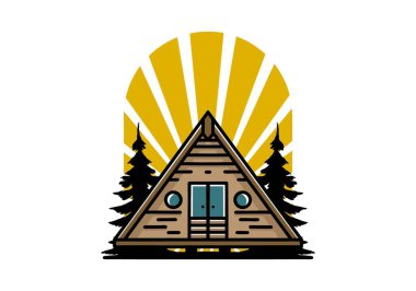 Illustration design of a triangle wood cabin