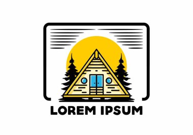 Illustration design of a triangle wood cabin