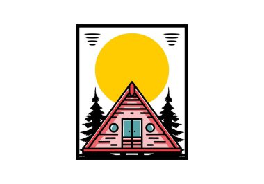 Illustration design of a triangle wood cabin