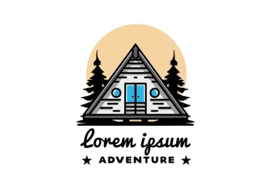 Illustration design of a triangle wood cabin