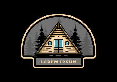 Illustration design of a triangle wood cabin