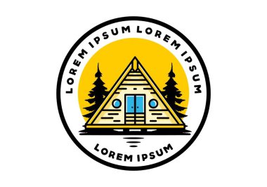Illustration design of a triangle wood cabin