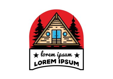 Illustration design of a triangle wood cabin