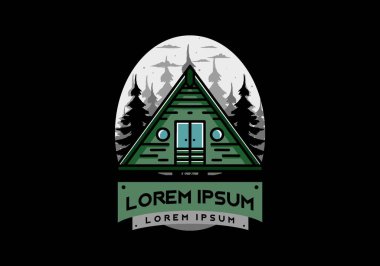 Illustration design of a triangle wood cabin