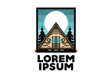 Illustration design of a triangle wood cabin