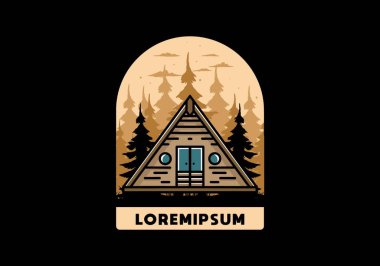Illustration design of a triangle wood cabin