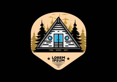 Illustration design of a triangle wood cabin