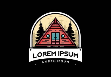 Illustration design of a triangle wood cabin