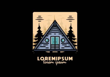 Illustration design of a triangle wood cabin