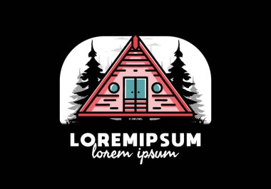Illustration design of a triangle wood cabin