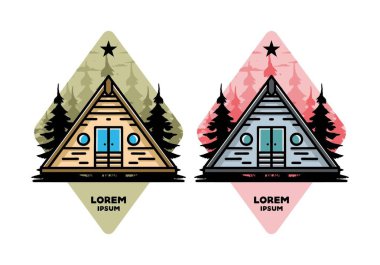 Illustration design of a triangle wood cabin
