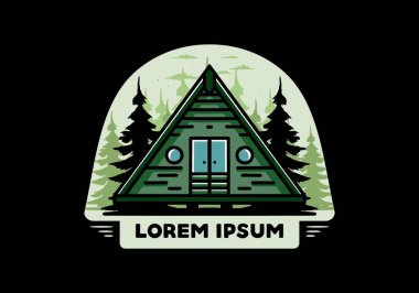 Illustration design of a triangle wood cabin