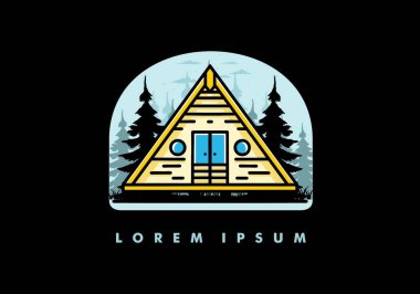Illustration design of a triangle wood cabin