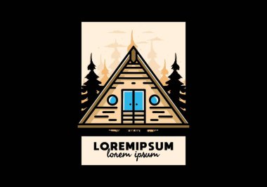 Illustration design of a triangle wood cabin