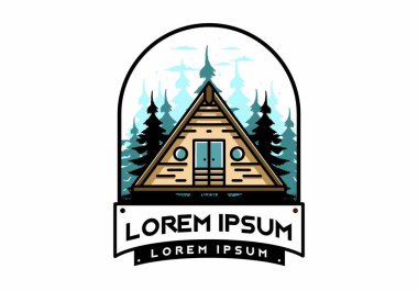 Illustration design of a triangle wood cabin