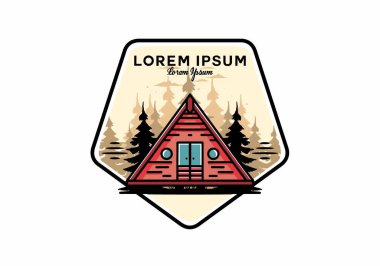 Illustration design of a triangle wood cabin