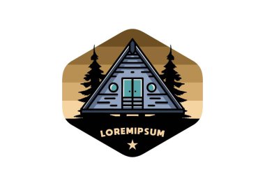 Illustration design of a triangle wood cabin