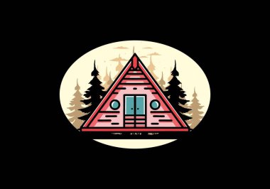 Illustration design of a triangle wood cabin