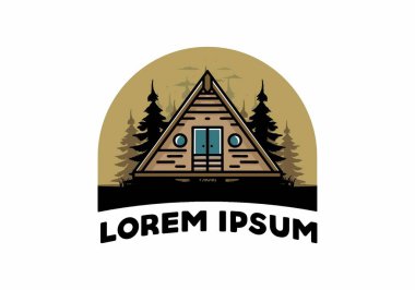 Illustration design of a triangle wood cabin